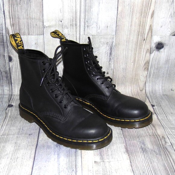 DR. MARTENS 1460 Smooth Leather Black 8-Eye Lace Up Boots Womens Size 10
